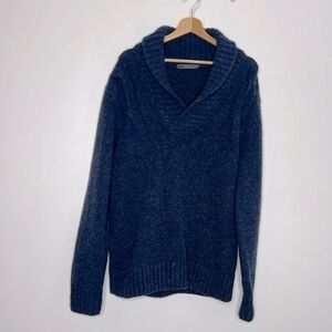 ONASSIS blue lambswool Shawl Collar Sweater size XL